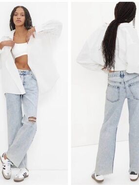 GAP WOMENS LOW STRIDE WIDE LEG JEANS Acid Wash Womens  sz 30 Short